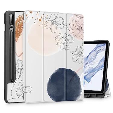 Imagem de Mektron Capa para tablet Samsung Galaxy Tab S9 de 11 polegadas modelo X710/X716B/X718U, capa rígida fosca embutida com função despertar/hibernar automática, suporte multi-ângulo para Galaxy S9, Floral S722