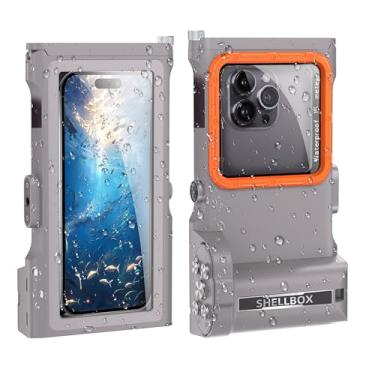 Imagem de MRUOZRUI Capa Dive Scuba - Capa para celular subaquática impermeável de 15 m, compatível com iPhone 16/15/14 Pro Max, Samsung Galaxy S25/24/23 Ultra Plus, cinza e laranja