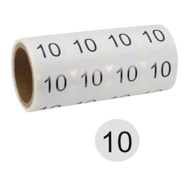 Imagem de PATIKIL Adesivos com números de 2,3 cm, número 10, etiquetas redondas pequenas de vinil, autoadesivas, circulares, 500 peças, 1 rolo para mesa de pôster, álbum de fotos, preto