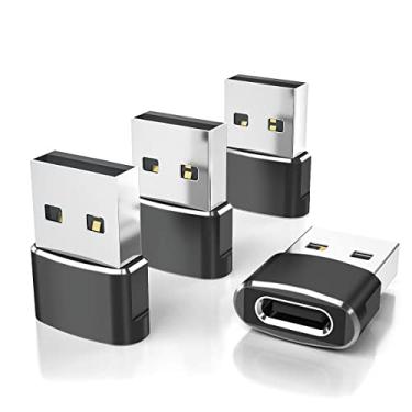 Imagem de Adaptador USB C Fêmea para USB Macho Elebase (2 unidades) (versão atualizada), conector Tipo C para USB A, funciona com laptops, carregadores e mais dispositivos com interface USB A padrão - Preto e Cinza