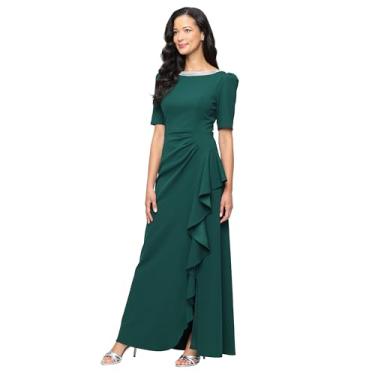 Imagem de Alex Evenings Vestido feminino longo adornado para mãe da noiva com manga bufante no cotovelo (tamanhos pequeno e regular), Pinheiro, 52