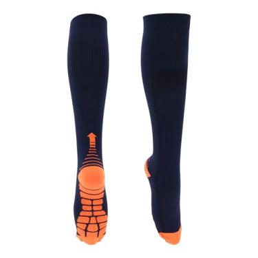 Imagem de REPAIROCK Meias de ciclismo antiderrapantes que absorvem suor antifricção meias para bicicleta ao ar livre laranja azul marinho tamanho G GG neutro unissex 1 par