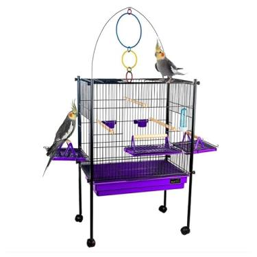 Imagem de Gaiola Viveiro Para Aves Calopsita Triplex Cor Preto e Lilás Jel Plast Pet Piu