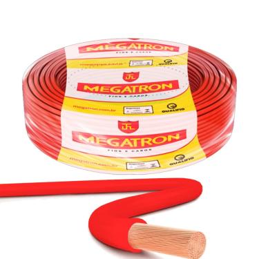 Imagem de Rolo de 100 Metros, Cabo Flexível Fio Elétrico Megatron 6MM 750V - Vermelho
