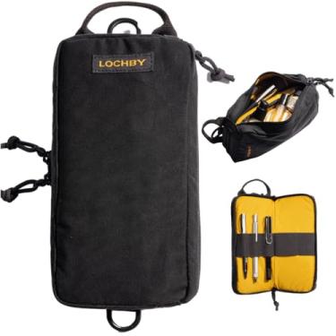 Imagem de LOCHBY Venture Pouch | Bolsa de ferramentas tática multiuso | Lona encerada resistente à água | Bolsa com zíper dupla face | para motocicleta, bicicleta, EDC, caneta, lápis, arte, tecnologia e viagens