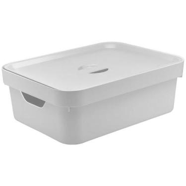 Imagem de Caixa Plastica Multiuso Organizadora 10,5L Ou Cube Cinza, M, Branco