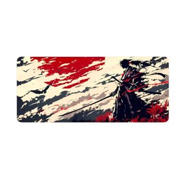 Imagem de Mouse Pad Gamer Profissional Confortável Antiderrapante Escritório e Games 90x40cm Samurai Guerra