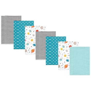 Imagem de Luvable Friends Hudson Baby Conjunto de 7 panos de flanela para arrotos, Planetas, 14x20 inches