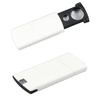 Imagem de Lupa Portátil Lente Ampliação 20x e 45x Com Luz LED Para Leitura Idoso