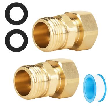 Imagem de VQQLII Conector giratório para mangueira de jardim, lavadora de pressão, torneira giratória 3/4 NPT para mangueira de jardim, acessórios de latão - 2 pacotes