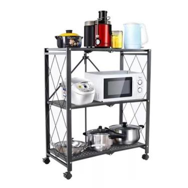 Imagem de Prateleira/Estante Dobrável 3 Andares C/ Rodinhas Metálica - Knakasaki