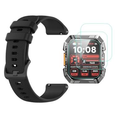 Imagem de Futanwei Acessórios para smartwatch W60 – Pulseira de relógio de liberação rápida (pulseira de substituição) com [pacote com 3] protetor de tela (TPU) compatível com Blackview IOWODO Military Smart