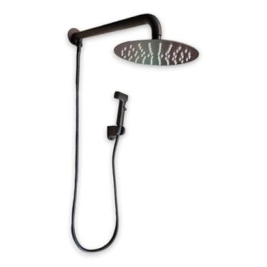 Imagem de Ducha Redonda Com Chuveirinho 20x20 - Preta - Mg150