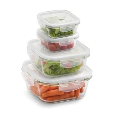 Imagem de Conjunto 4 Potes Herméticos de Vidro Quadrados Electrolux, Transparent