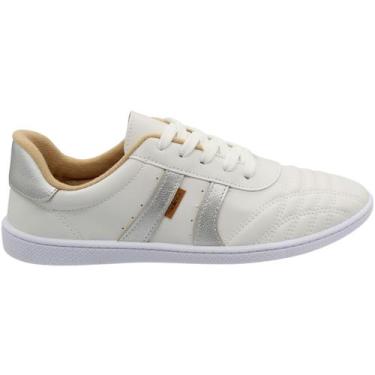 Imagem de Tênis Casual Moleca Listras Acolchoado Napa Viena Feminino, Branco, 38