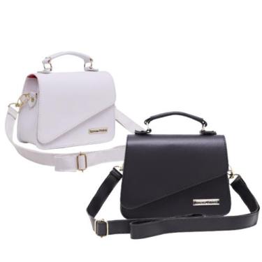 Imagem de Kit bolsa feminina pequena alça tarnsversal - ZBOLSA, Branco, Preto