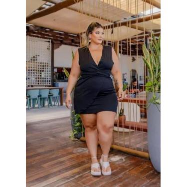 Imagem de Vestido Feminino Plus Size Decotado Vermelho - JOSY MODAS, Preto, G1