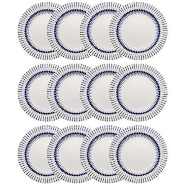 Imagem de Kit Jogo 12 Pratos Rasos Biona Colb em Cerâmica Decorada 26 cm - Oxfor