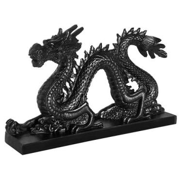 Imagem de Dragão Chinês Com Base GG Enfeite Escultura Decoração Resina - M3 Deco