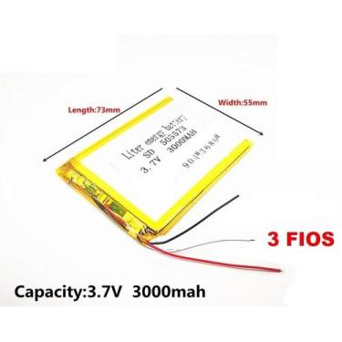Imagem de bateria gps de 7 polegadas com 3 fios 5mm x 55mm x 73mm 3,7v 3000mah -
