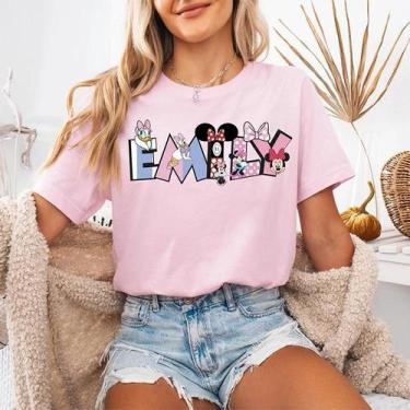 Imagem de Camiseta Retrô Disney Mickey - Algodão Rosa - Casual, Unissex, BR-G4, 