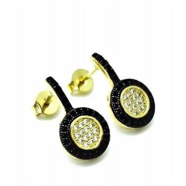 Imagem de Brincos Cravação Pavé Microzirconias Banho Ouro 18k 2638 - Très Chic J