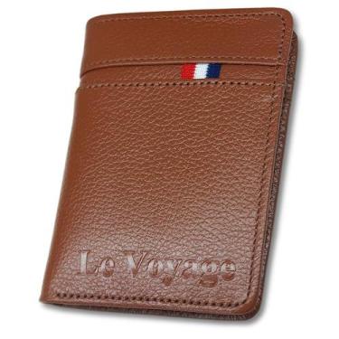 Imagem de Carteira Feminina Pequena De Couro Le Voyage Rg Cnh Cartões, Castor