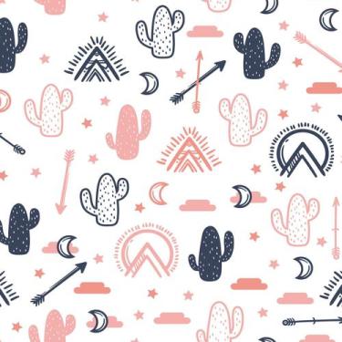 Imagem de Papel de Parede Infantil Cactos e Flechas 57x270cm - Quartinhos