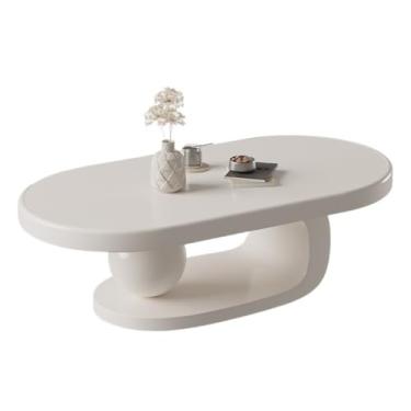 Imagem de Mesa de centro moderna minimalista oval de madeira maciça, móveis de sala de estar, design econômico para pequenas casas, mesa lateral (120 cm)