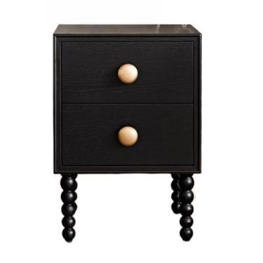 Imagem de ZzleoyuUUs-12 Mesa de chá vintage mesa de cabeceira com gavetas tamanho pequeno armário de armazenamento de quarto em forma de contas mesa pernas mesa chão mesa (preto)