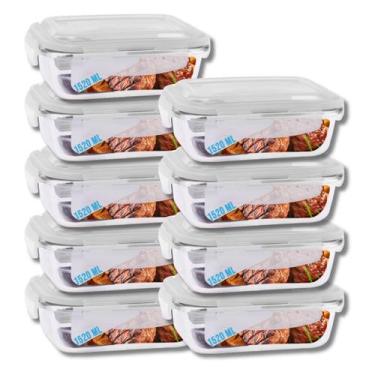 Imagem de 9 Potes Herméticos 1520ML p/ Forno Airfryer Assados c/ Tampa - QUALITY