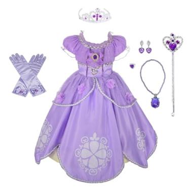 Imagem de Dressy Daisy Fantasia de princesa infantil para meninas com acessórios cosplay fantasia festa vestido longo tamanho 2T
