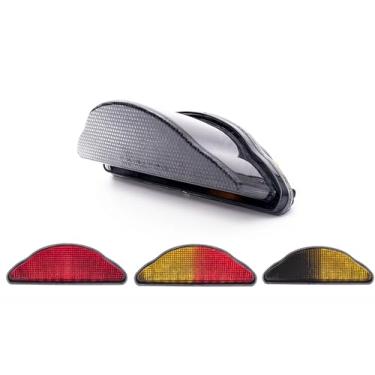 Imagem de Adequado para Yamaha 2005-2010 XV1700 Road Star Midnight Warrior; 2002-2010 XV1700 Road Star Warrior; Luz traseira de freio de LED + indicadores de seta integrados (moke, flash estilo 1)