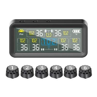 Imagem de GEARGO Sistema de monitoramento de pressão de pneu RV - alimentado por energia solar com 6 sensores e 6 modos de alarme