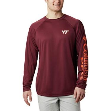 Imagem de NCAA Virginia Tech Hokies Camisa masculina de manga comprida com terminal de collegiado, grande, VT - Marrom escuro/laranja escuro