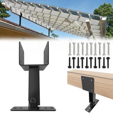 Imagem de ITEVE.GD Kit de suporte de elevação de telhado, elevador de teto de ângulo ajustável para madeira de 10 x 15 x 15 cm, suporte de feixe de metal para pérgula ao ar livre, varanda, cabine de madeira com
