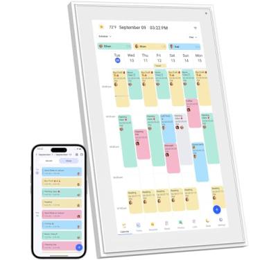Imagem de Calendário digital, calendário digital WiFi inteligente de 15,6 polegadas e tabela de tarefas, tela sensível ao toque IPS 1920 x 1080 HD para horários familiares, montado na parede, compartilhe
