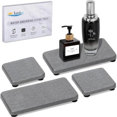 Imagem de Bandeja de pedra absorvente de água Lyxel para pia, conjunto de 4
