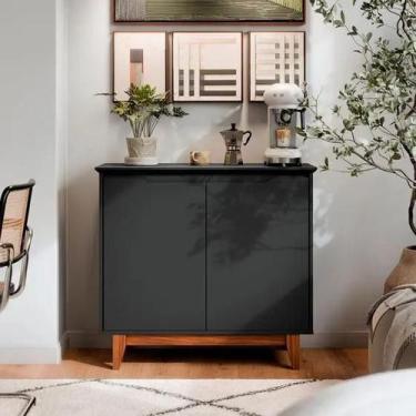 Imagem de Aparador buffet balcão 2 com gaveta portas Estoril preto - CASA H