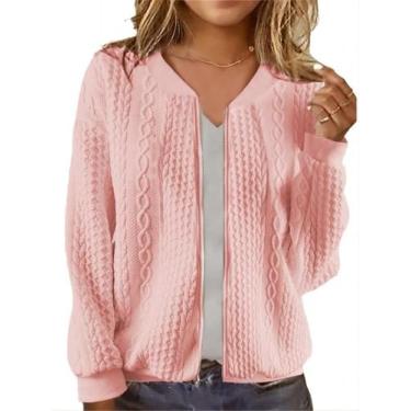 Imagem de Suéter Cardigan WROLEM com capuz com zíper para mulheres