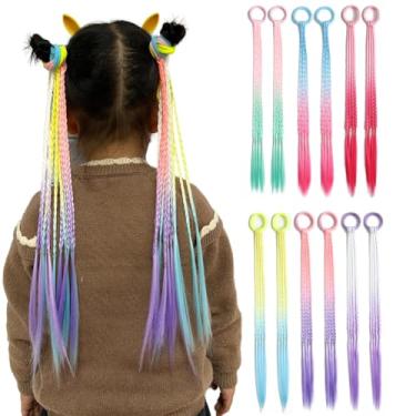 Imagem de Extensões de cabelo coloridas para mulheres e meninas, acessórios de cabelo de rabo de cavalo trançado, rave Crazy Days, acessórios para crianças, extensões de cabelo sintético, festa diária, festival