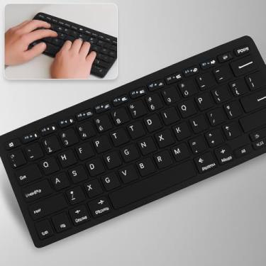 Imagem de Teclado Sem fio Bluetooth e Receptor USB 2.4GHz ABNT2 Padrão Brasileiro Com tecla "Ç" Teclado para Tablet e Celular, Android e iOS para Notebook Cor Preto