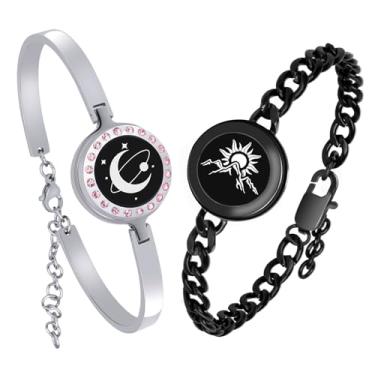 Imagem de EAOYAO Pulseiras de toque de longa distância, vibração e iluminação, controle remoto, inteligente combinando para casais, relacionamento de longa distância, namorada, namorado, festival, presentes