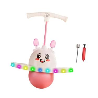 Imagem de menolana Bola de salto Pogo com luz colorida incluída, bomba de ar, prancha de salto, brinquedos de pular para jardim de infância, presentes para crianças, Rosa