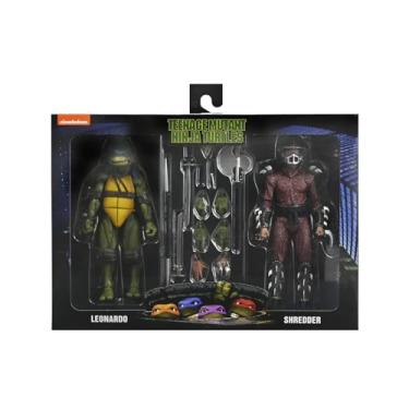 Imagem de NECA Teenage Mutant Ninja Turtles Leonardo and Shredder Action Figures, 2-Pack with Accessories, Collectible Set