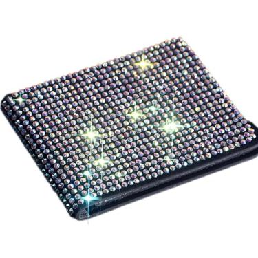 Imagem de MINGZAIQIPEI Capa de registro de veículo Bling Diamond, suporte de seguro de couro PU com glitter, strass, documentos, papelada, carteira, organizador ultrafino para cartão de crédito, Colorido