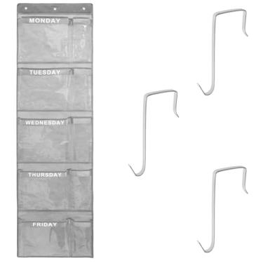 Imagem de KTZCTPCA Organizador de roupas semanal, organizador de roupas para o dia da semana, organizador de armário suspenso com 5 prateleiras, bolsa para pendurar roupas infantis para uso diário sobre a porta