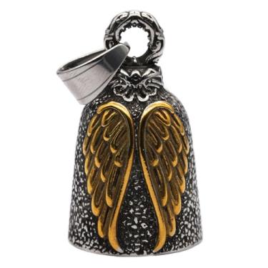 Imagem de MOYOZZ Angel Wing Knight Bell Letters USA Motorcycle Bike Riding Guardian Bell - Never Ride Faster Than Your Angel Can Fly (Amarelo)