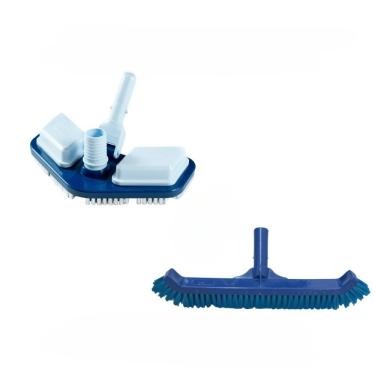 Imagem de Conjunto De Aspirador Para Piscina + Escova Curva Limpa Todos Os Tipos De Piscinas Conjunto De Aspirador Para Piscina + Escova Curva