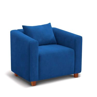 Imagem de Poltrona Decorativa Helena Suede Azul Marinho - Inova Decorações